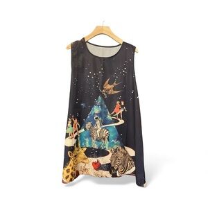 Crazy Art Print Dopamine Dressing Galactic Animals Ugly Christmas Dress Tunic